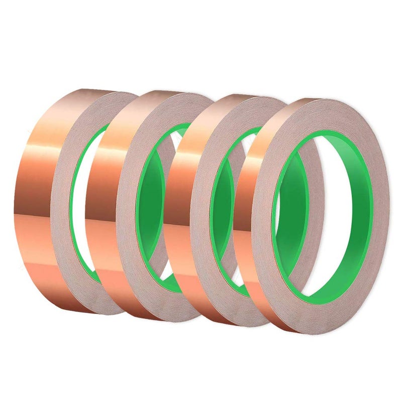 Oubaka 4 Sizes Copper Foil Tape,Double-Sided Conductive Copper Tape with Adhesive for EMI Shielding,Paper Circuits,Electrical Repairs,Grounding(5mm,6mm,8mm,10mm) X 21.9yards - Image 1